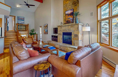 Steamboat Springs House | Large open floor plan w/private deck w/shared pool, hot tub & winter shuttle
