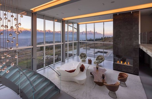Spring Creek Ranch House | Stunning over 11K sq ft NEW modern glass 6-bed 9-bath estate in Jackson Hole