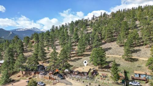 Estes Park House | The Overlook at Eagle Cliff Estes Park Mountain Retreat w Hot Tub & Outdoor Bar