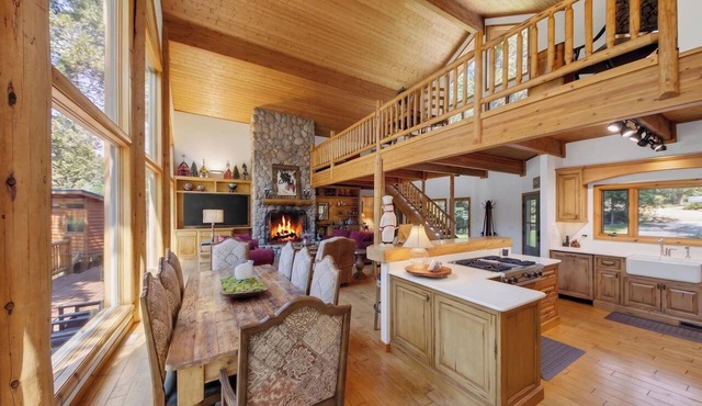 Beautiful Colorado log home backing to the Florida River.