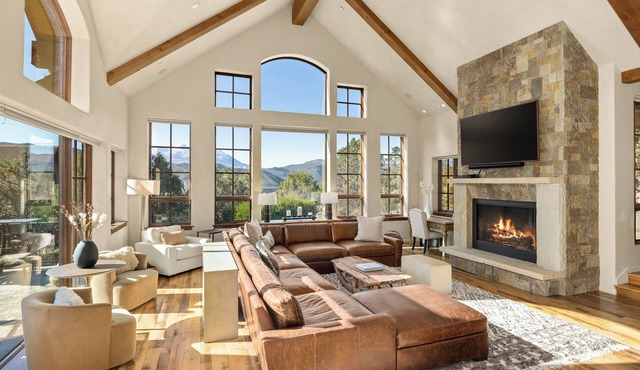Luxury Basalt Estate with Hot Tub, A/C, Pond, 5 Fireplaces & Panoramic Sopris Views