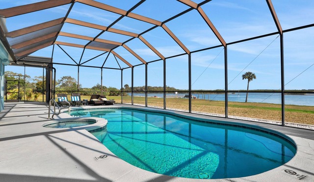Sprawling intercoastal home with boat lifts, pool and hot tub in Edgewater