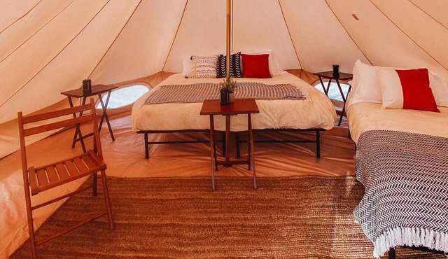 Twin Tent w/Shared Bathroom - Beauty awaits you just past the red cliffs.