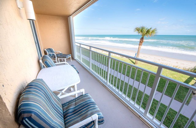 Oceanfront 2BR Condo 2nd Floor Balcony Overlooking the Beach Unit 205 in Indian Harbour Beach